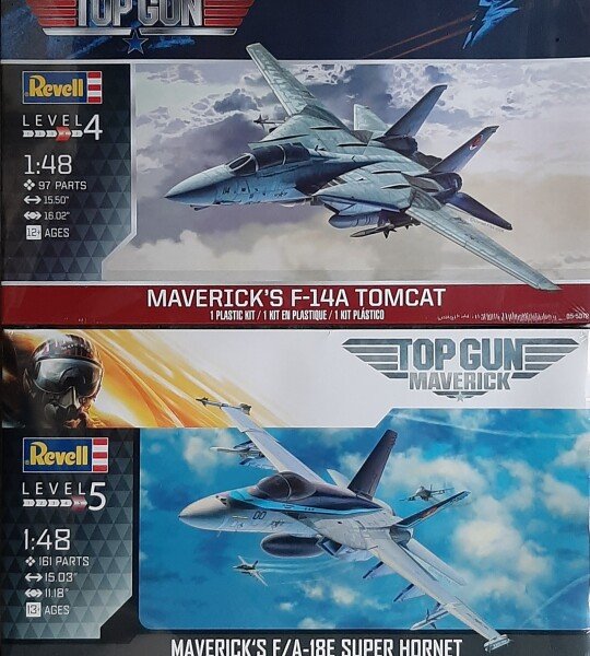 AVIONES A ESCALA 1/48 TOPGUN DE REVELL GERMANY F14 TOMCAT Y F18 SUPER HORNET $80 C/U