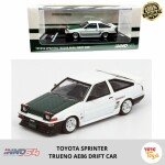 MODELO ESCALA 1/64 TOYOTA Sprinter Trueno AE86 Drift Car White with Green Carbon Fiber Hood