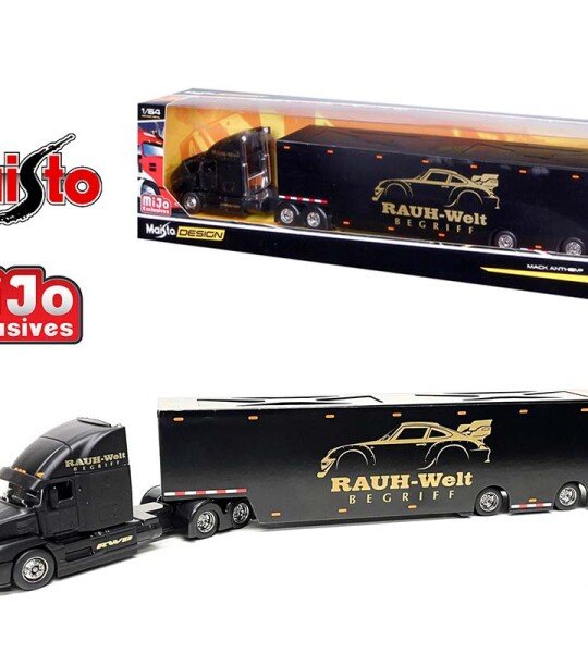 MODELO ESCALA 1:64 Design Custom Haulers Mack Anthem Enclosed Transporter Rauh-Welt Begriff (Black) trailer