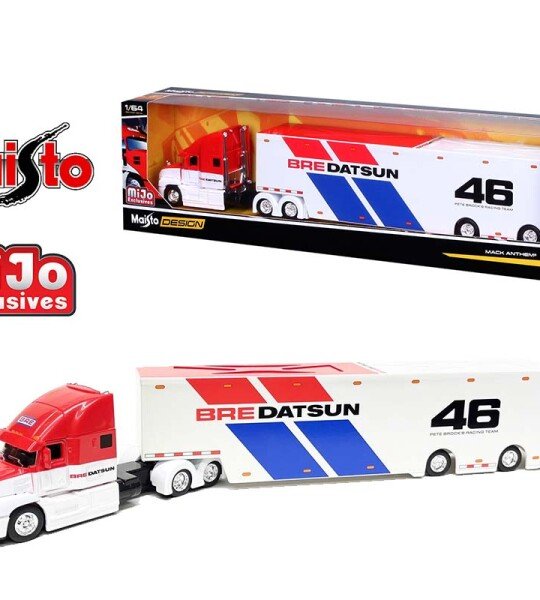 MODELO ESCALA 1:64 MiJo Exclusives Design Custom Haulers – Mack Anthem Enclosed Transporter BRE #46 (White) trailer