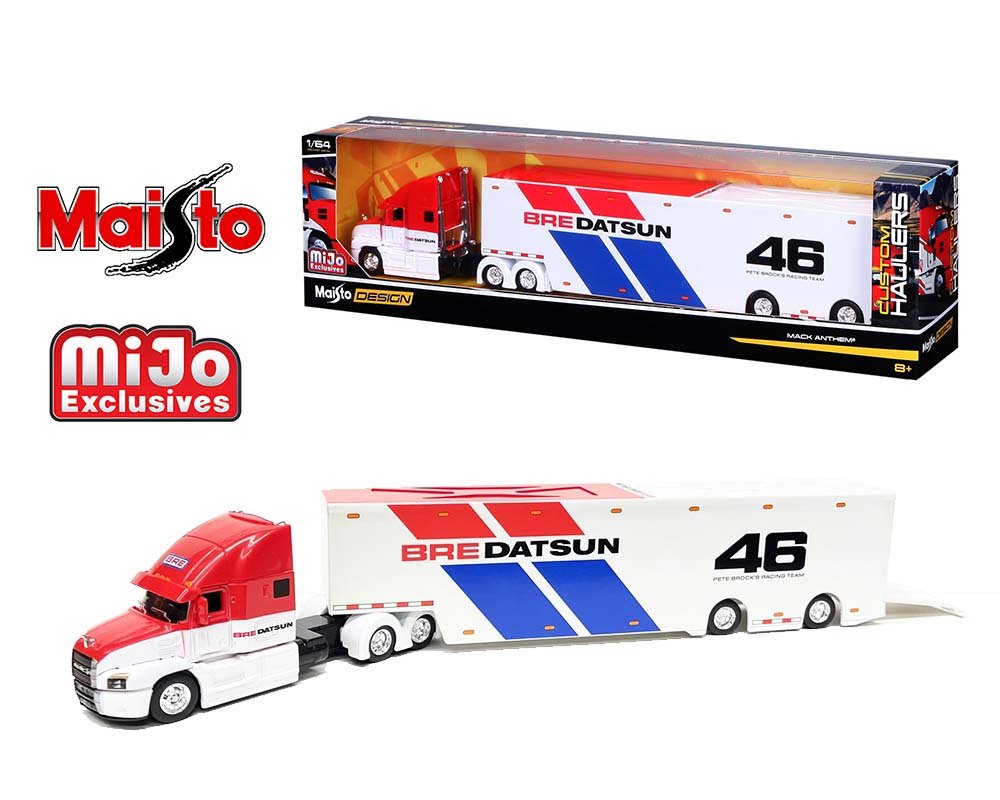 MODELO ESCALA 1:64 MiJo Exclusives Design Custom Haulers – Mack Anthem Enclosed Transporter BRE #46 (White) trailer
