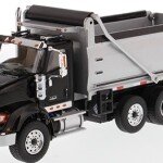 MODELO ESCALA 1/50 VOLQUETA International HX620 Dump Truck in Black with Silver Grey Bed
