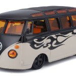 MODELO ESCALA 1/24 Harley-Davidson - Volkswagen Samba Van in Black and Grey with Harley-Davidson Graphics