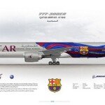 MODELO A ESCALA 1/200 BOEING 777-300ER QATAR AIRWAYS BARCELONA FC CON LICENCIA DE FABRICA