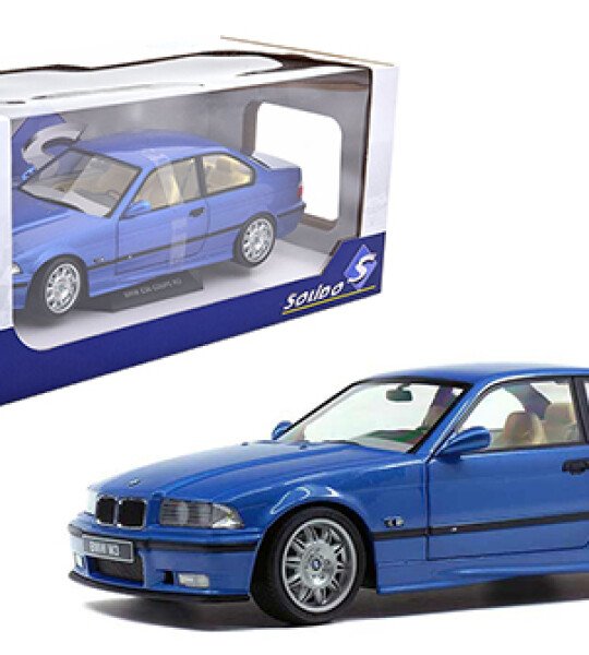 MODELO ESCALA 1:18 1990 BMW E36 M3 Coupe  SOLIDO FRANCE - AZUL Y AMARILLO