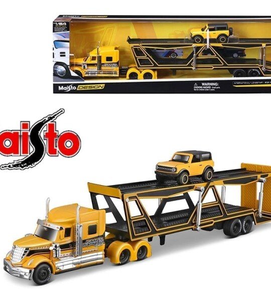Maisto 1:64 International LoneStar and 2021 Ford Bronco Badlands – Yellow – Design Transporters - PRECIOS ESPECIALES TRAILER