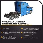 CABEZAL RADIO CONTROL ESCALA 1/16 Scale Freightliner Cascadia Raised Roof Sleeper Cab Semi Truck - RTR by Diecast Masters
