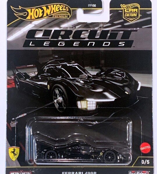 Hot Wheels Premium Car Culture - Circuit Legends 2025 961K - 0/5 Ferrari 499P negro persecución con protector
