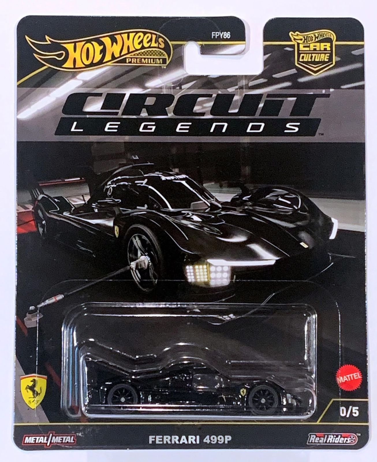 Hot Wheels Premium Car Culture - Circuit Legends 2025 961K - 0/5 Ferrari 499P negro persecución con protector