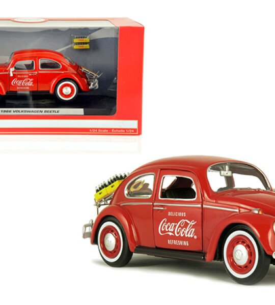 Motor City Classics 1:24 Coca-Cola 1966 Volkswagen Beetle with Rear Luggage Rack and 2 Bottle Cases