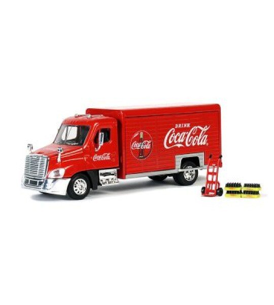 Motor City Classics 1:50 Coca-Cola Beverage Delivery Truck with 2 Sliding Doors & Accessories – Red