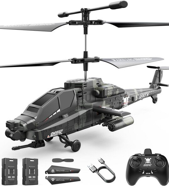 DEERC SQN040 Apache, RC helicopter, grey - HELICOPTERO RADIO CONTROL
