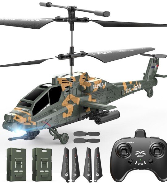 DEERC SQN040 Apache, remote control helicopter, camouflage paint - HELICOPTERIO RADIO CONTROL