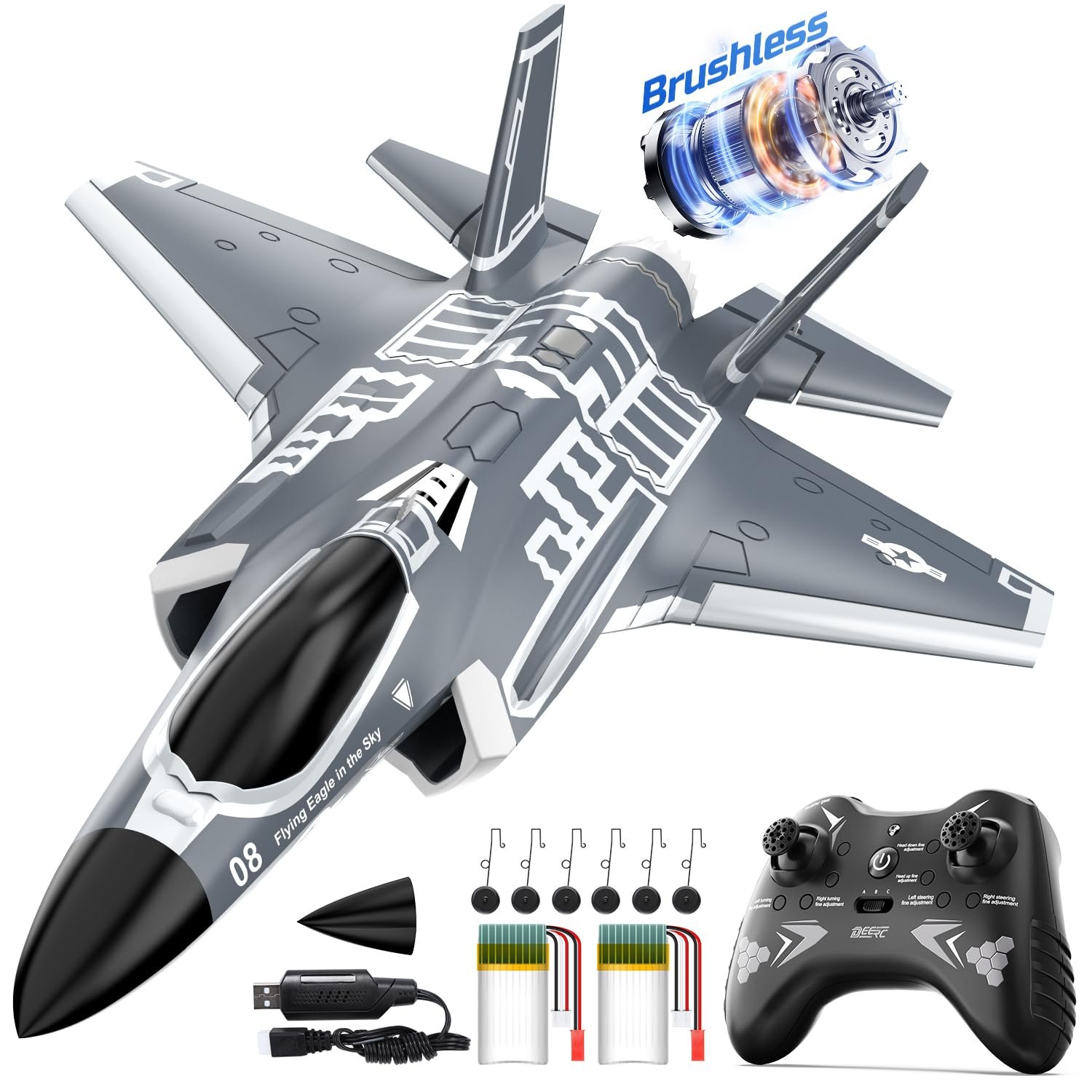DEERC F35 4CH brushless motor, remote control aircraft - AVION JET F35 RADIO CONTROL