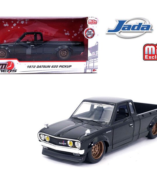MODELO Jada 1:24 1972 Datsun 620 Pickup Black – JDM Tuners – MiJo Exclusives Limited Edition