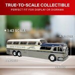 GM Scenicruiser Coach: Greyhound Bus Lines - 50th Anniversary Gold Stripe Livery 1:43 ABS Plastic Bus Model by Iconic Replicas