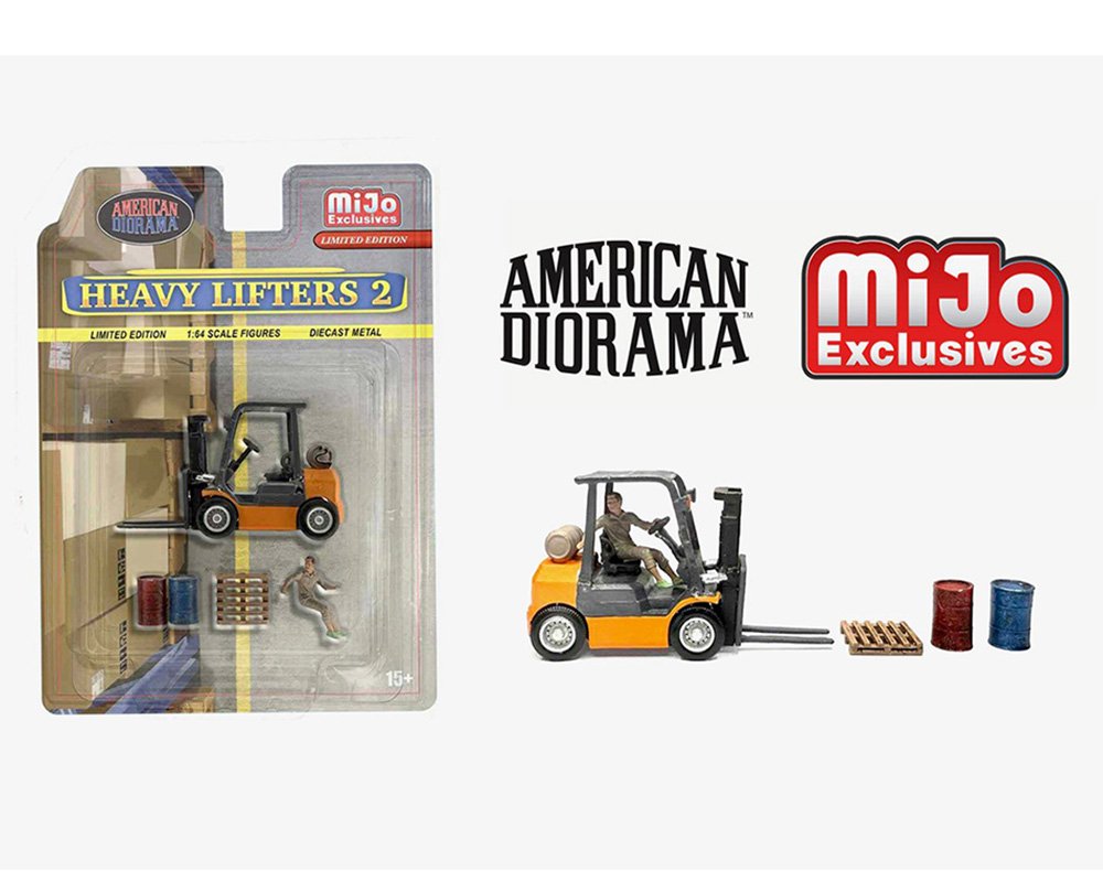 American Diorama 1:64 Figures Heavy Lifters Forklift Set II – MiJo Exclusives MONTACARGA