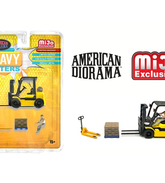 American Diorama 1:64 Figures Heavy Lifters Forklift Set – MiJo Exclusives MONTACARGA