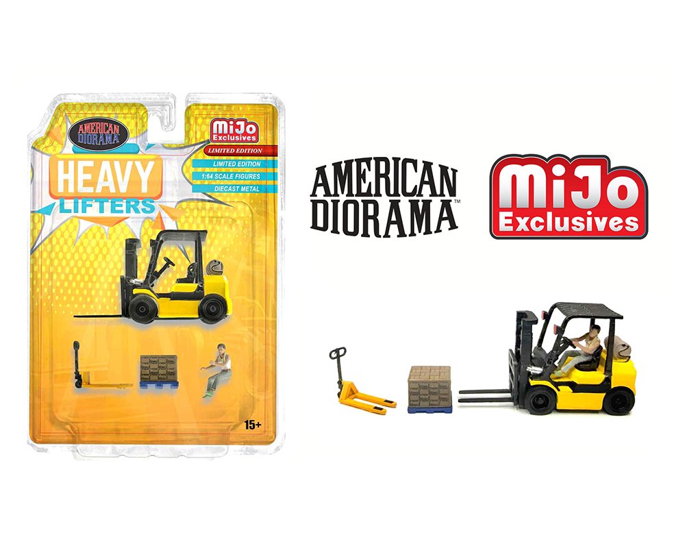 American Diorama 1:64 Figures Heavy Lifters Forklift Set – MiJo Exclusives MONTACARGA