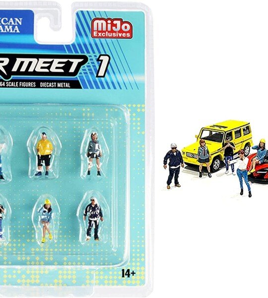 MODELO ESCALA 1/64 Car Meet 1 - 6 pieces Diecast - American Diorama - FIGURAS