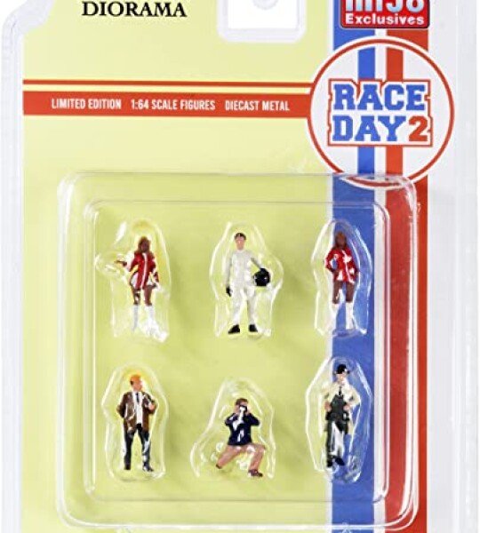 MODELO ESCALA 1/64 Race Day 2 - 6 Piece Diecast Figurine Set  Models by American Diorama - FIGURAS