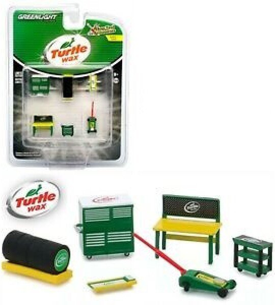 MODELO ESCALA 1/64 "TURTLE WAX" SHOP TOOL ACCESSORIES 6 PIECE SET BY GREENLIGHT - FIGURAS