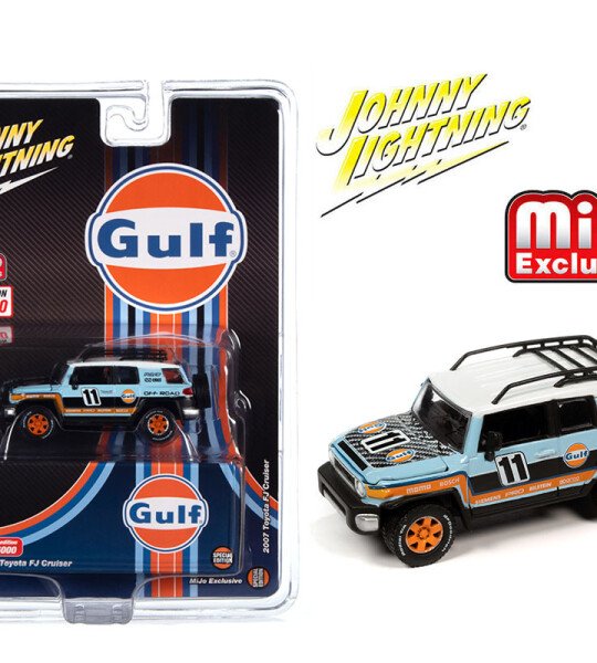 MODELO ESCALA 1/64 Johnny Lightning 2007 Toyota FJ Cruiser 4×4 Off-Road Gulf Racing – Blue – Mijo Exclusives Limited Edition 6,000 Pieces