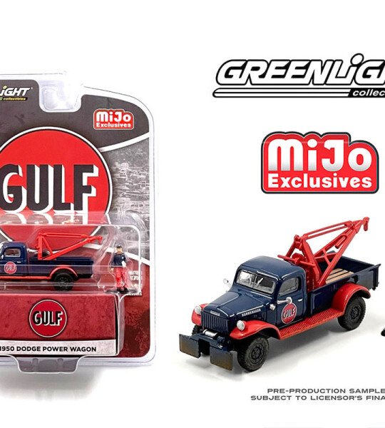 Greenlight 1:64 1950 Dodge Power Wagon Tow Truck Gulf Oil Weathered with Mechanic Figure – PICKUP PRECIOS ESPECIALES