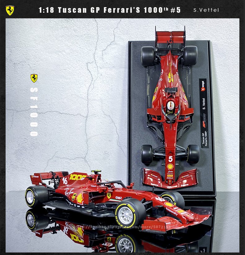 MODELO ESCALA 1/18 HOT WHEELS ELITE SF1000 TUSCAN GP FERRARI S VETTEL FORMULA 1