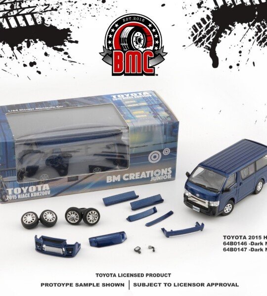 MODELO ESCALA 1:64 Toyota 2015 Hiace KDH200V azul marino oscuro/púrpura oscuro