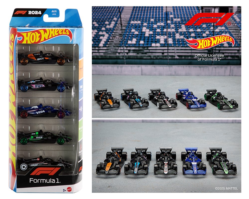 Hot Wheels 1:64 Basic F1 Racing 5 Pack Cars Set - SET DE 5 MODELOS FORMULA 1 - F1 - precios especiales