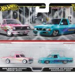 Hot Wheels 1:64 Car Culture Premium 2 pack Set 1975 Datsun Sunny Truck (B120) & Custom 93 Nissan Hardbody (D21)