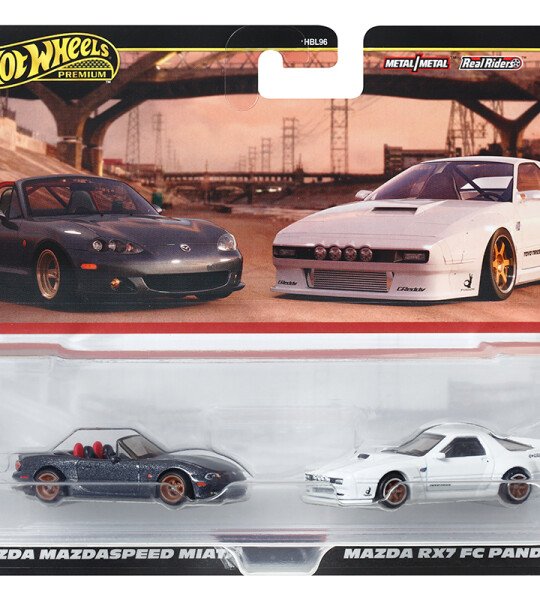 Hot Wheels 1:64 Car Culture Premium 2 pack Mazda Mazdaspeed Miata & Mazda RX7 FC Pandem