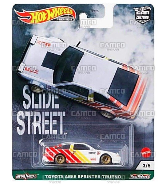 MODELO ESCALA 1/64 Hot Wheels Car Culture 2021 ” SLIDE STREET ” Toyota AE86 Sprinter Trueno TRD PRECIOS ESPECIALES