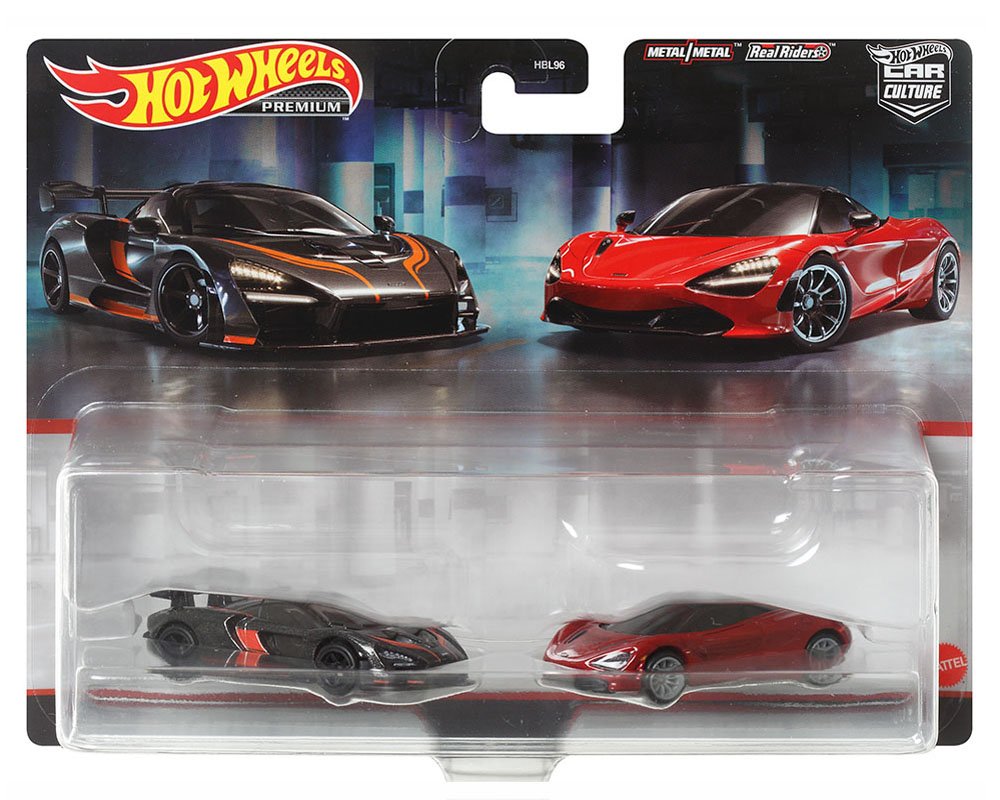 Hot Wheels 1:64 Car Culture 2 Pack McLaren Senna & McLaren 720S - 2 carros PREIMUM en blister