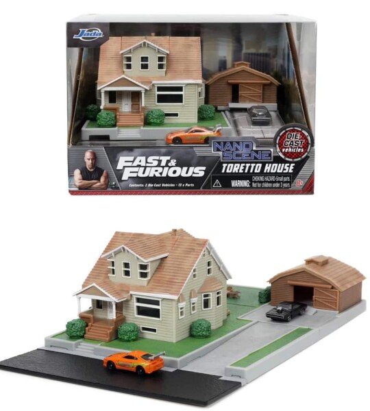 DIORAMA escala 1/87 de Fast & Furious Dom’s House With Dodge Charger & Toyota Supra - casa toretto PRECIOS ESPECIALES