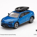 MODELO ESCALA 1:64 MiJo Exclusives Lamborghini Urus Blu Eleos w/ Roof Box LHD