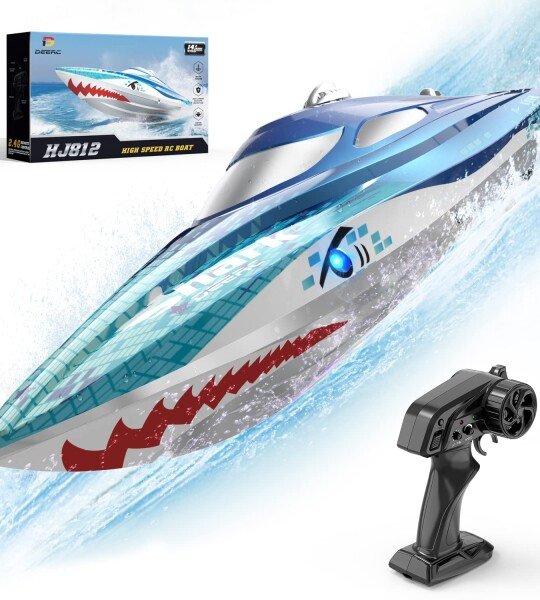 DEERC HJ812 High Speed Remote Control Boat, Shark Painting - LANCHA RADIO CONTROL