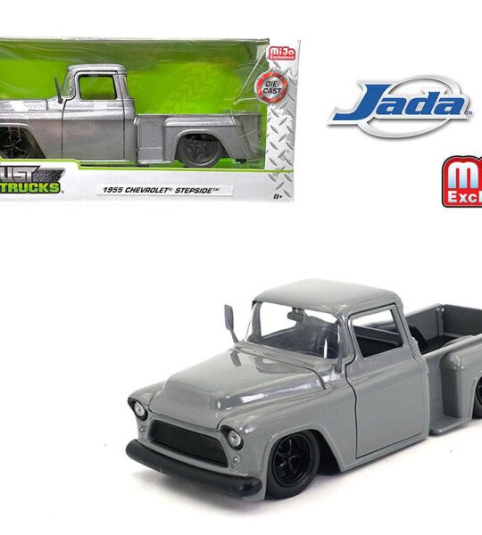 MODELO ESCALA 1:24 1955 Chevrolet Stepside Pickup Custom (Grey) – Just Trucks – MiJo Exclusives Limited Edition