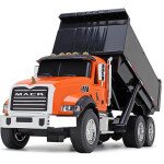 MODELOS ESALA 1/24 Mack Granite Dump Truck in Orange and Black Incluye LUCES Y SONIDOS! VOLQUETA (CAMION VOLTEO)