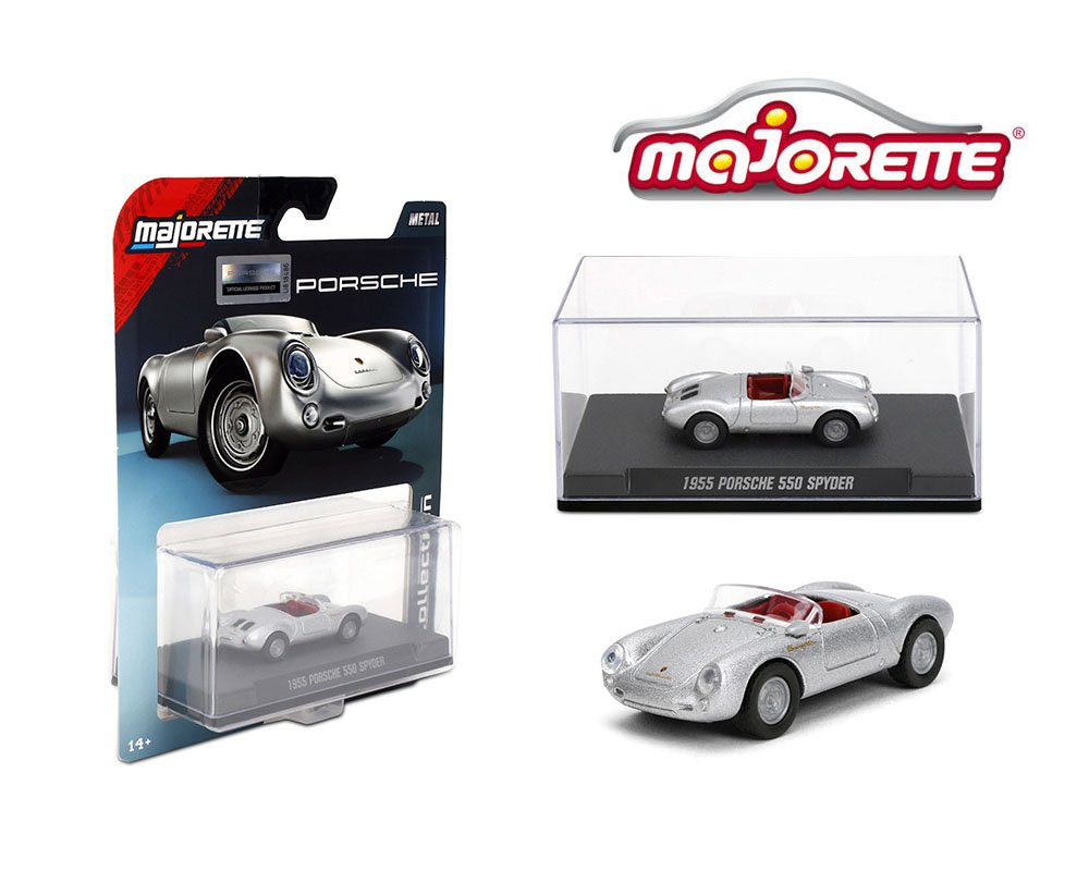 Majorette 1:64 Collector Series Wave 2 2025 – 1955 Porsche 550 Spyder – Silver Solid Pack