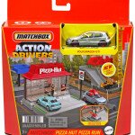 DIORAMA Matchbox 1:64 Action Drivers Assortment Bus Station With City Bus & Pizza Hut