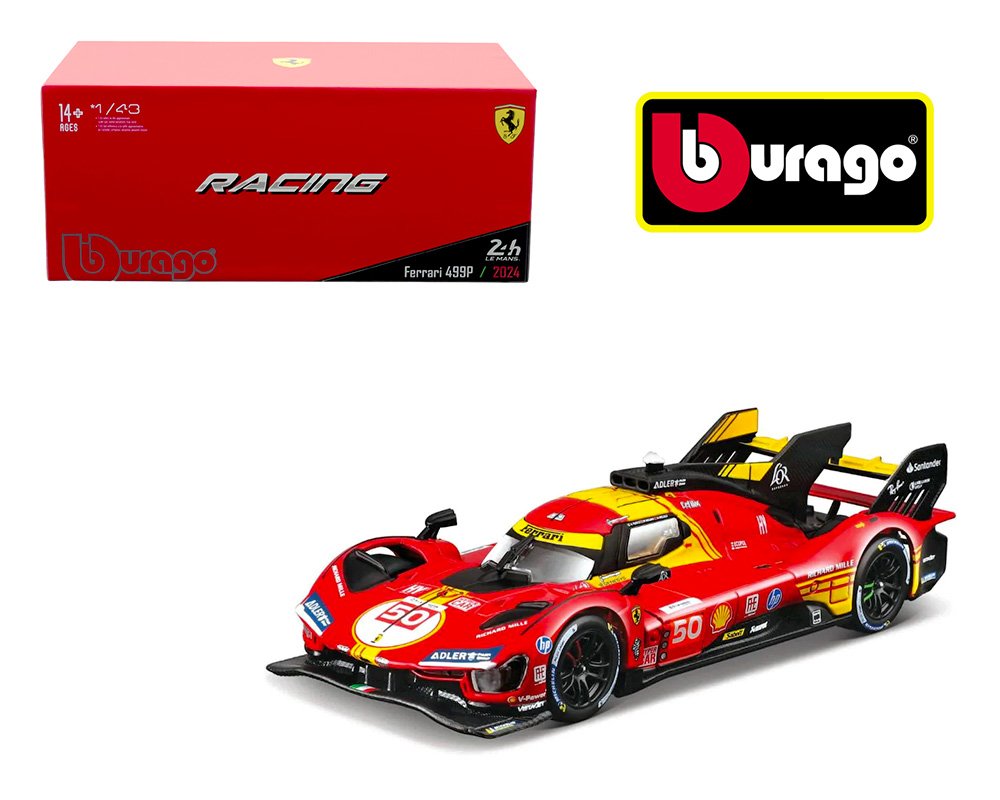 Bburago 1:43 Ferrari 499P 24h Le Mans 2024 #50 AF Corse – Red – Ferrari Racing