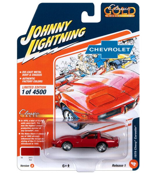 Johnny Lightning 1:64 Classic Gold 2023 Release 1 Version A – 1979 Chevrolet Corvette – Red
