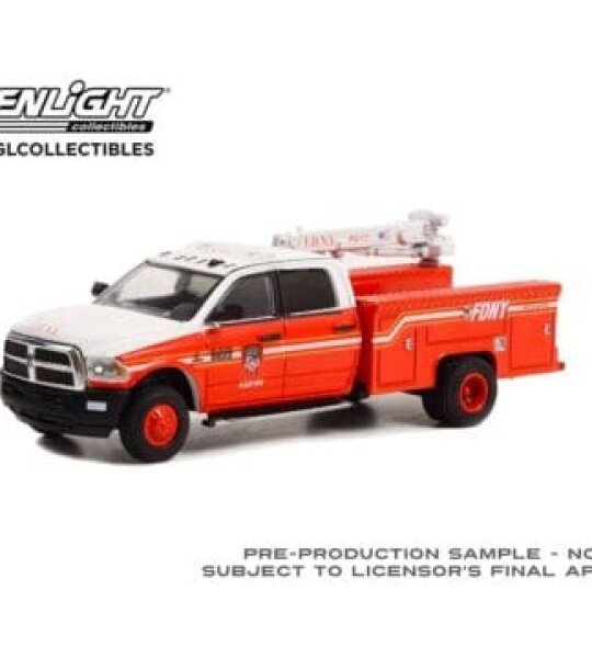 Greenlight 1:64 Dually Drivers Series 10 – 2018 Ram 3500 Dually Crane Truck – FDNY (The Official Fire Department City of New York) Plant Ops