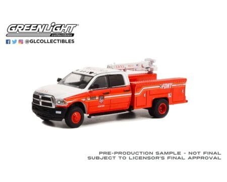 Greenlight 1:64 Dually Drivers Series 10 – 2018 Ram 3500 Dually Crane Truck – FDNY (The Official Fire Department City of New York) Plant Ops
