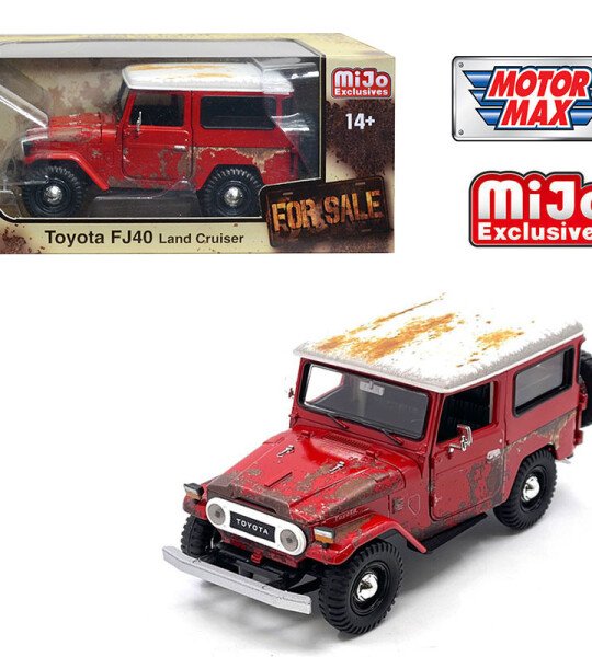 Motormax 1:24 Toyota FJ40 Land Cruiser – Weathered Red with White Top – For Sale – MiJo Exclusives