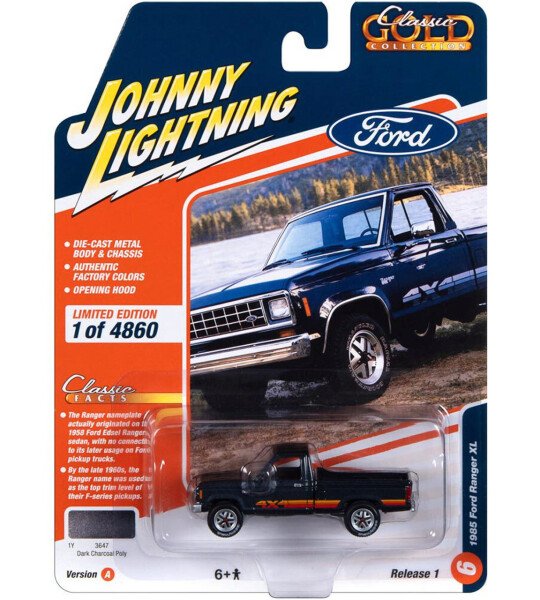 MODELO ESCALA 1/64 1985 Ford Ranger - Dark Charcoal Poly Diecast Model Truck by Johnny Lightning