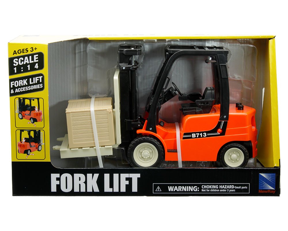 MODELO ESCALA 1/14 New Ray Fork Lift & Accessories – Orange - MONTACARGA