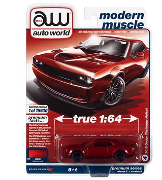 MODELO ESCALA 1:64 Dodge 2018 Challenger Hellcat Redline Tricoat Poly RD